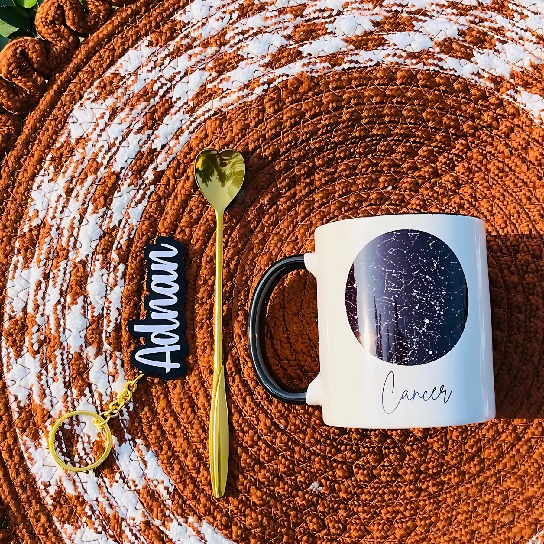 Birthday Gift Set - Starmap Mug + Keychain + Golden Spoon